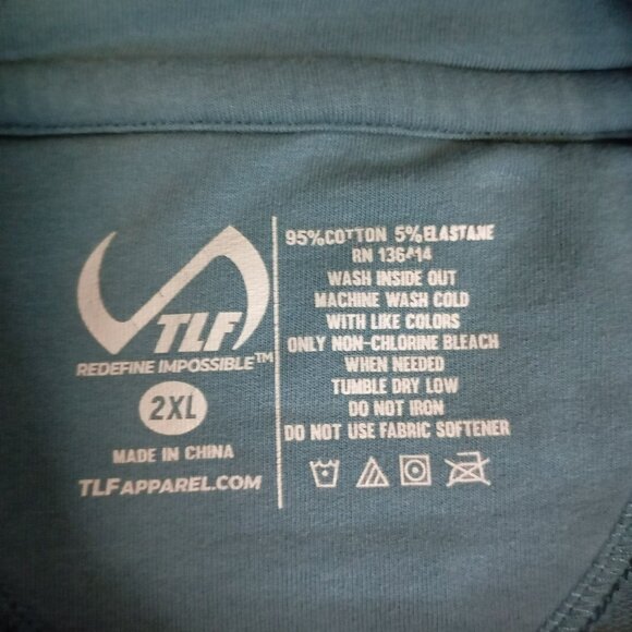 TLF Teal Pullover Hoodie 2XL With Kangaroo Pocket & Drawstring Collar Mens - Picture 3 of 11